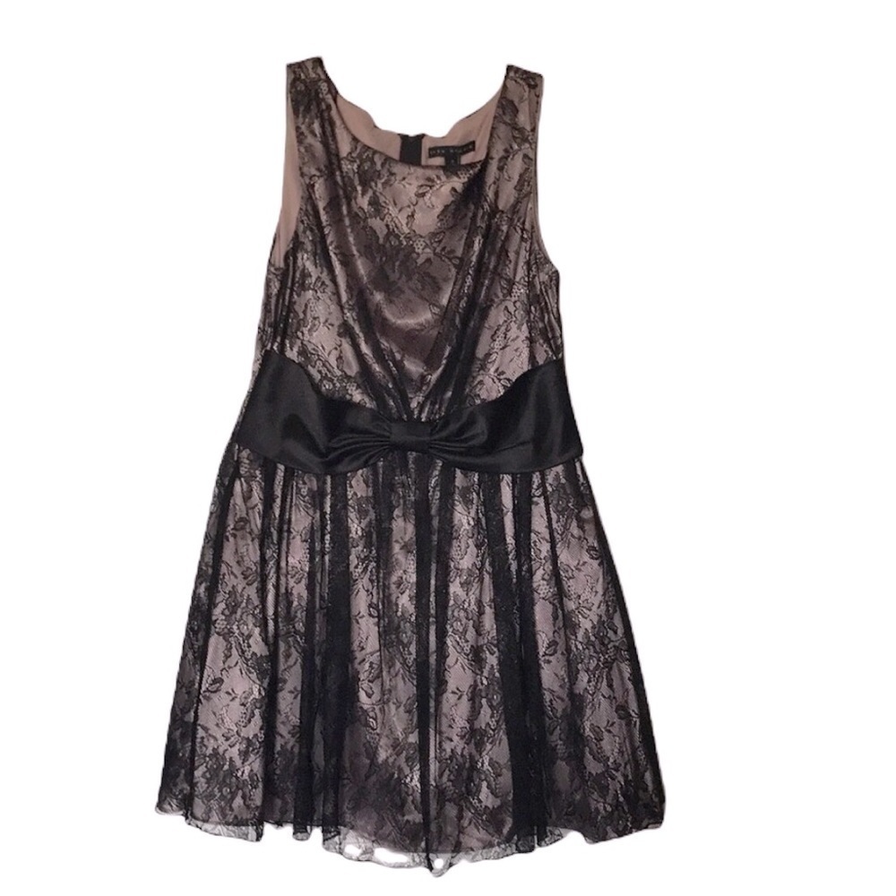 CITY STUDIO Black Lace & Lavender Satin Shimmer Cocktail Dress - Juniors Size 11
